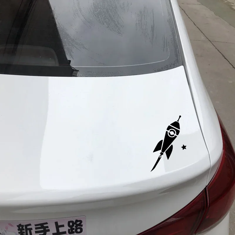 Cute Rocket Decals In The Universe High Quality Car Window Decoration Personalized Pvc Waterproof Decals Black/white, 15cm*15cm 4