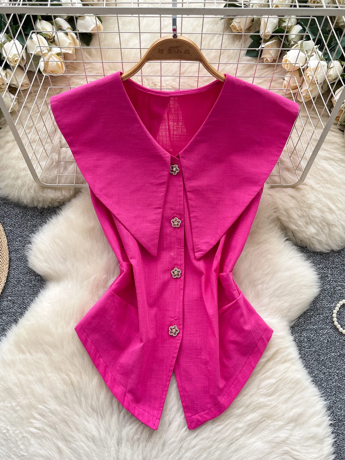 

Faionable Casual Doll Collar Svel irt Women's Premium Sle Summer 2025 Breathable Polyester Fiber Loose Fit