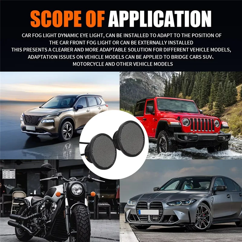

2Pcs 3Inch Car Angel Eyes Ring Fog Lamp LED Screen APP Control Headlight Dynamic Eye Lights DIY Multimedia Player