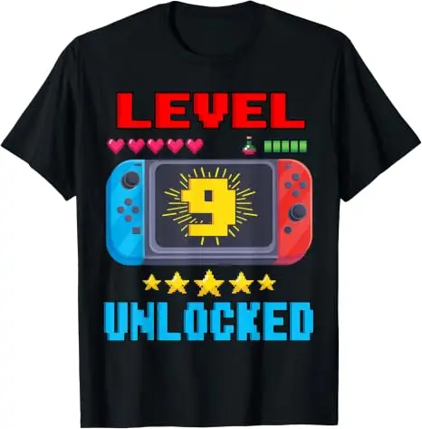 Level 9 Unlocked Video Gamer Vintage T-Shirt Jungenmode 9 Jahre alt Kleidung Y2k 9. Geburtstagsgeschenk für Söhne Neffe Gaming-T-Shirt – Detail 9