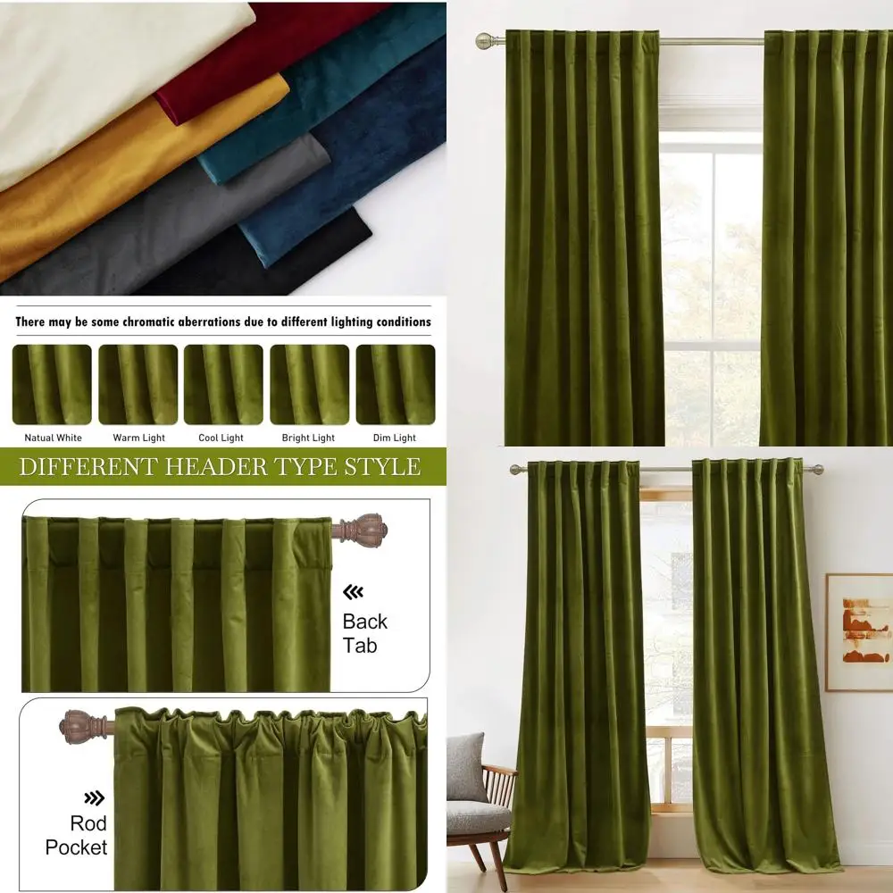 Cortinas de terciopelo con aislamiento térmico, 108 de largo, juego de 2 paneles para salas de estar y invitados, ancho 52 x largo108