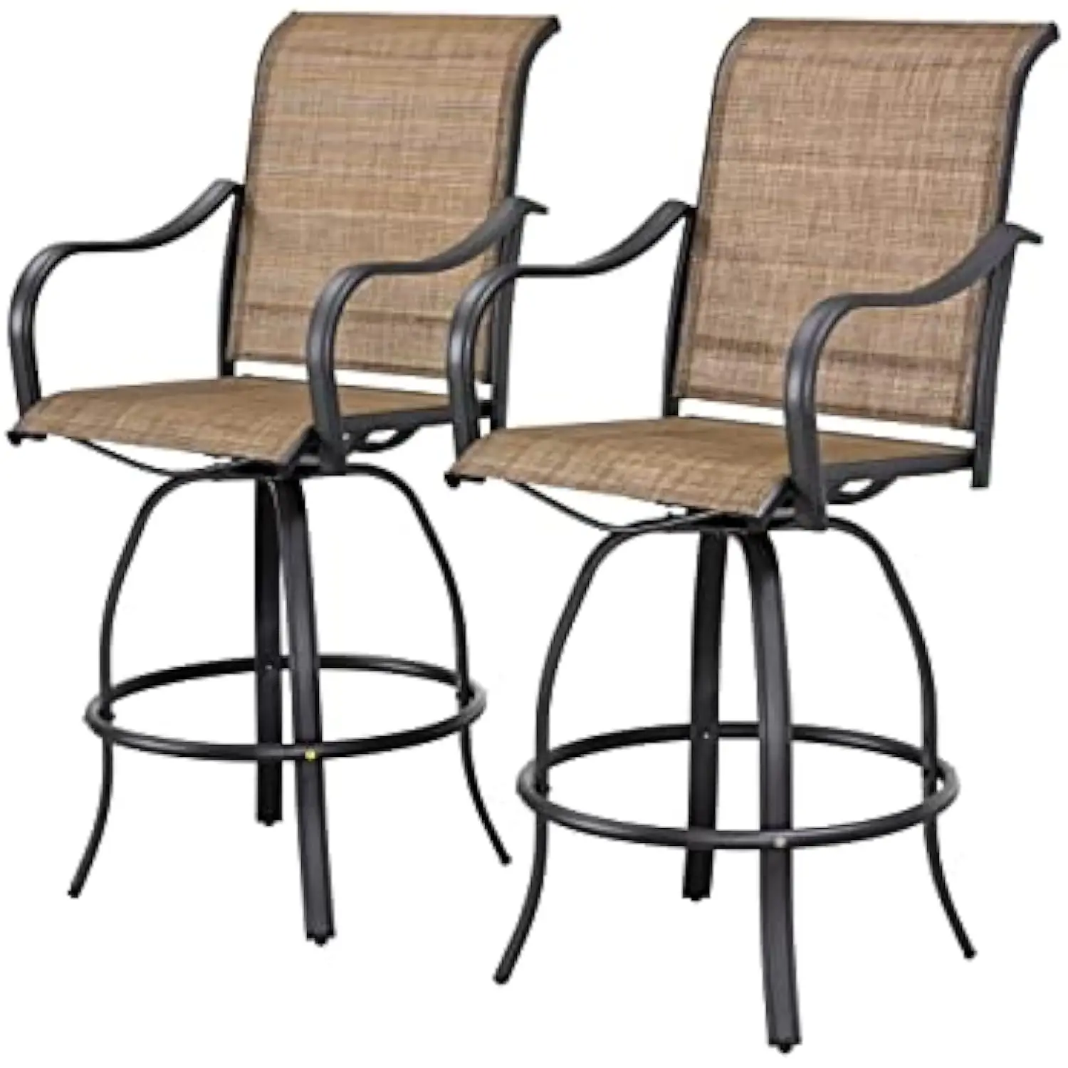 

2 Piece Swivel Bar Stools Outdoor High Patio Chairs Furniture with All Weather Metal Frame