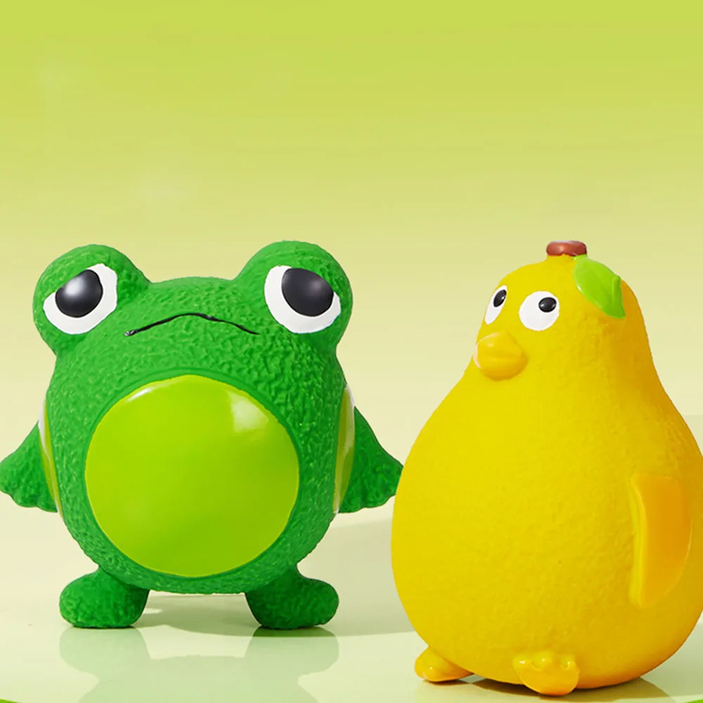 Neues Hundespielzeug – Mürrischer Frosch aus Latex und gelbe Ente, quietschend, Zahnen, Stressabbau, interaktives Haustierspielzeug zum Kauen und Binden,
