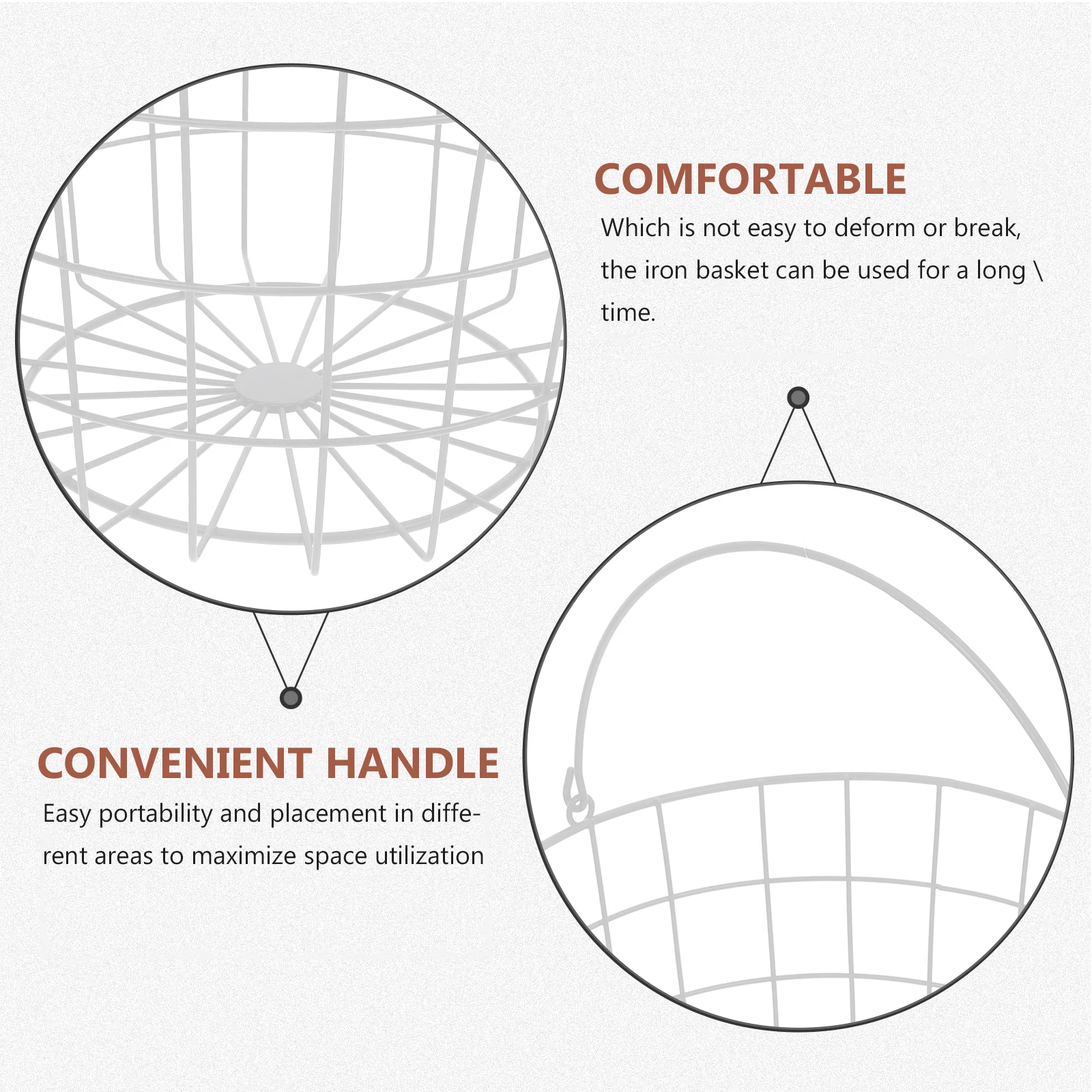 

1pcs Iron With Handle Multifunctional Storage Organizer Home Kitchen Desktop Large Capacity Metal Wire Basket For Fruits