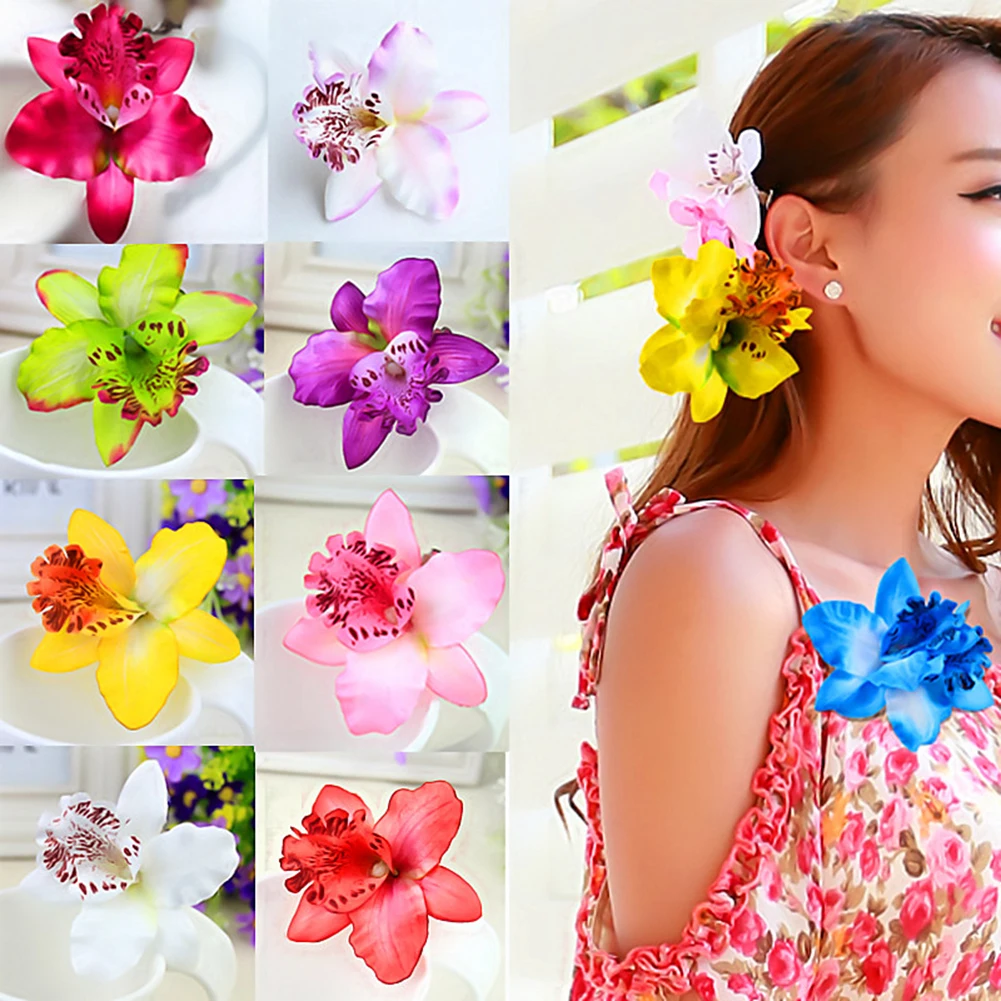 2Pcs Fashion Flowers Hair Clips Women Bohemia Bridal Orchid Hairpins Wedding Accessories Girls Barrette Beach Hair Accessories image 2