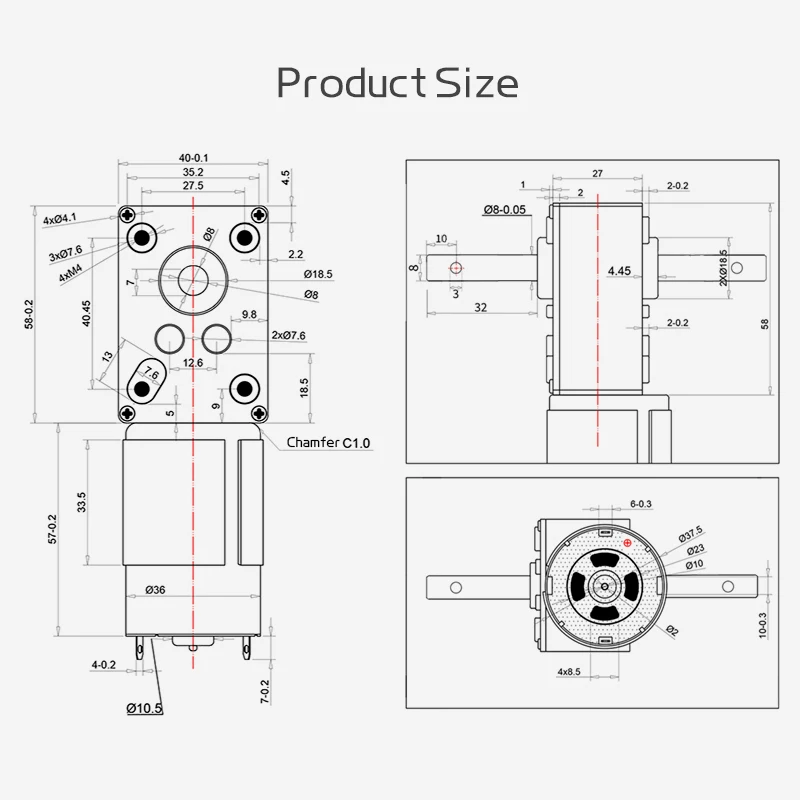 Imagem -02 - Motor dc Escovado em Miniatura Eixo Redondo Bidirecional Comutação para Frente e Regulação de Velocidade Reversa 12v24v 32 mm 5840555