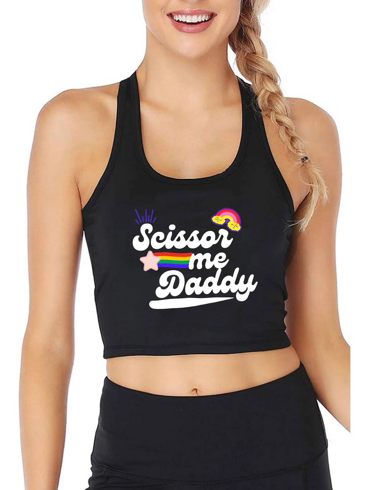 

Scissor Me Daddy Graphic Design Sexy Slim Fit Crop Top Women's Customizable Cotton Breathable Tank Tops Funny Naughty Camisole