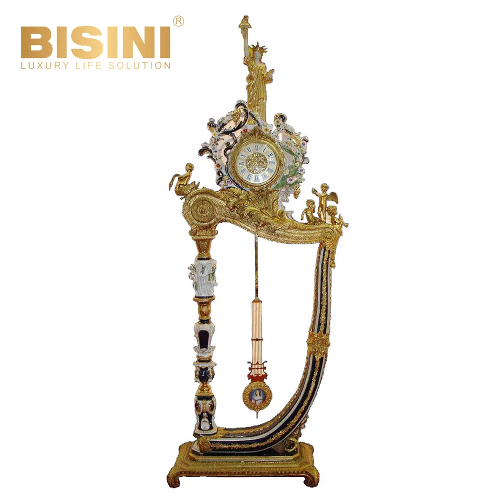 Home Use Exquisite Craftsmanship Pattern Clock High-end Villa Light Luxury French Ceramic Character Decoration Tabletop Clock