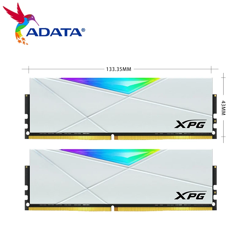 Imagem -02 - Velocidade Branca de Ram do Módulo 2x32gb 2x16gb 2x8gb 3600mhz U-dimm Pc428800 da Memória do Rgb do Espectrix D50 Ddr4 de Adata Xpg para o Desktop Alta