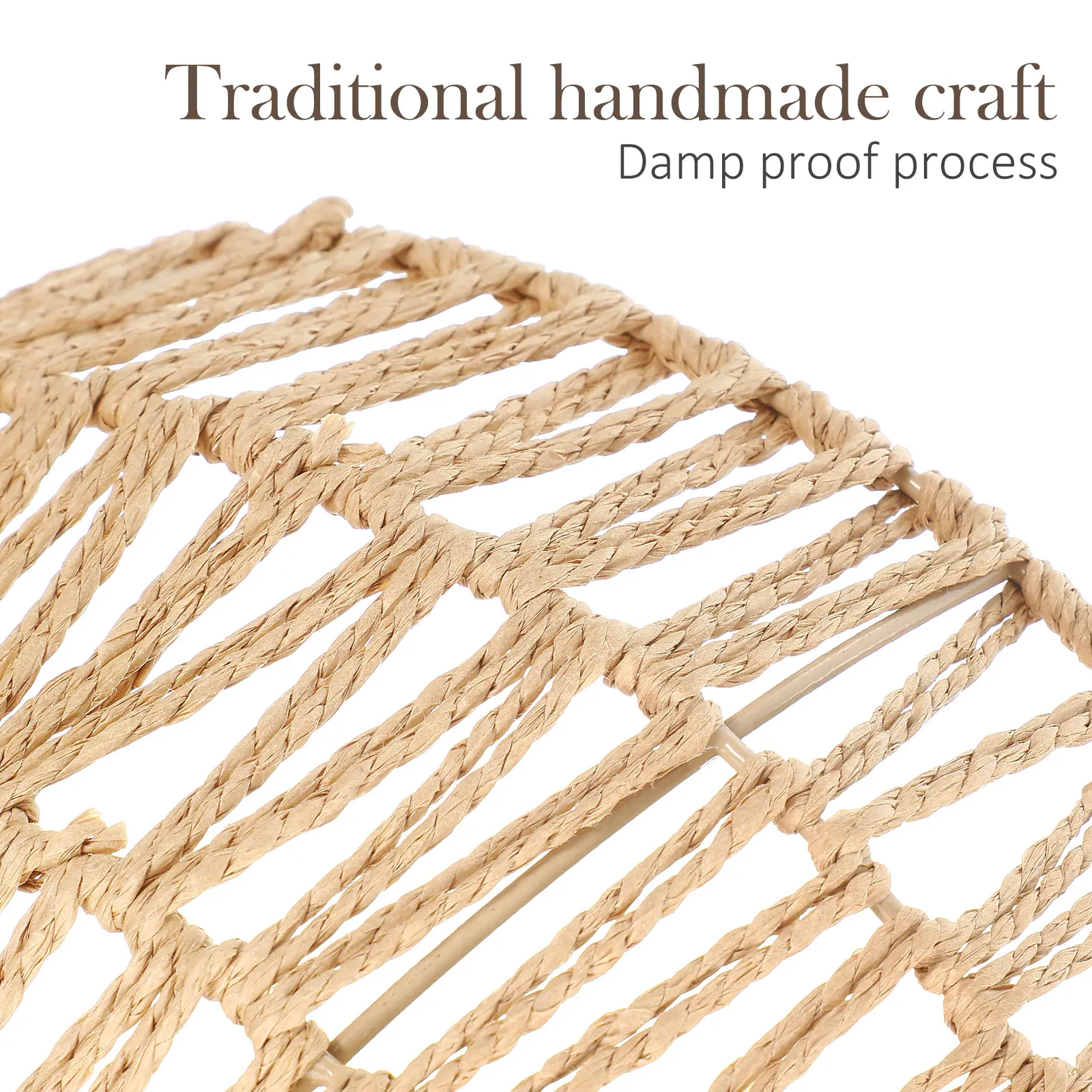 30x17cm Woven Lampshade Handmade Rope Rattan Light Cover Retro Ceiling Shade Iron Chandelier Bulb Decor for Restaurant