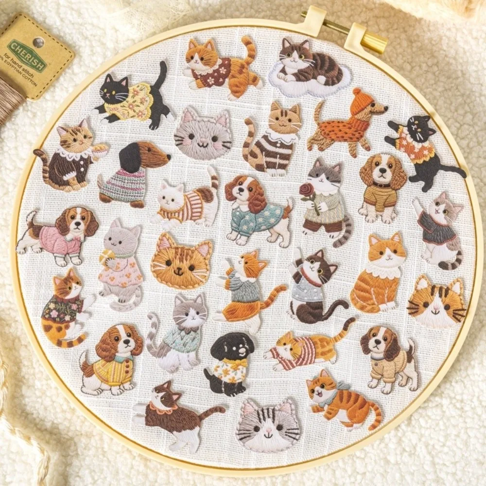 20pcs Lot Fuzzy Stationery Stickers Embroidery Design Pet Theme Craft Stickers Scrapbooking Style Velvet Embroidery Stickers