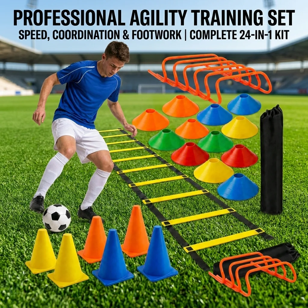 Kit d'entraînement universel de football pour l'agilité : échelle d'agilité, obstacles, cônes et disques pour l'entraînement athlétique