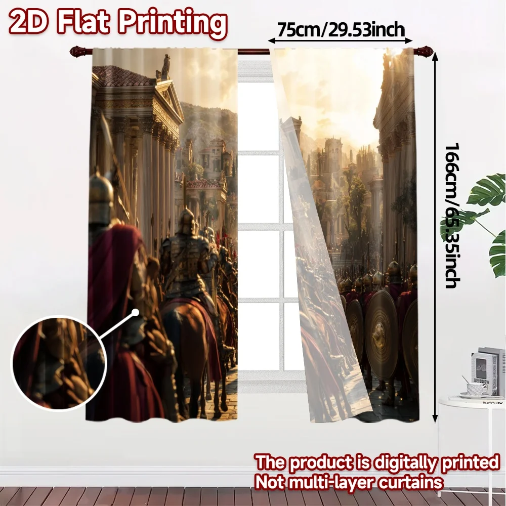 2pcs, 2D FLAT PRINTING Curtains (Without Rod) RomanTriumph Popular Contemporary Curtains Versatile Polyester Curtains All