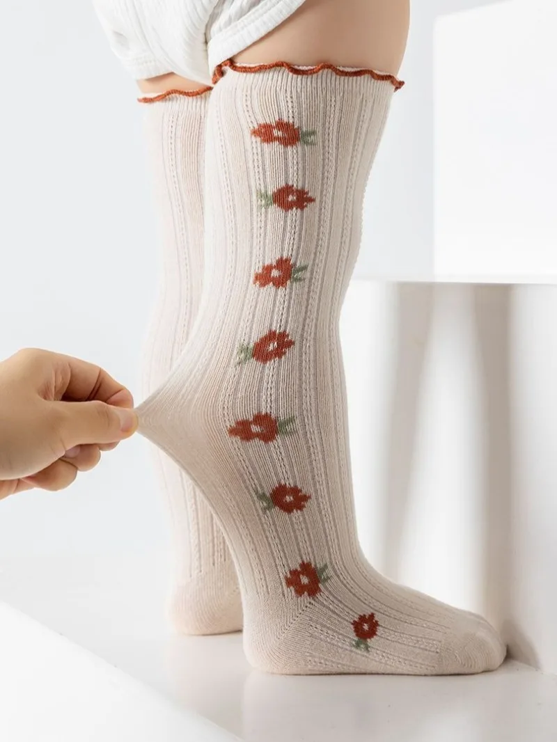 Calcetines de Algodón Peinado Premium para Bebé de 0 a 3 Meses, Calcetines Térmicos hasta la Rodilla, Ajuste Holgado, Sin Costuras, Sin Varillas