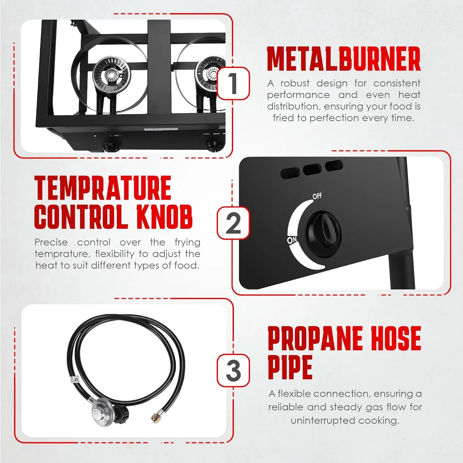 Friggitrice a propano con serbatoio - Grado commerciale, ad alta capacità, con funzionalità di sicurezza - Ideale per ristoranti ed eventi all'aperto