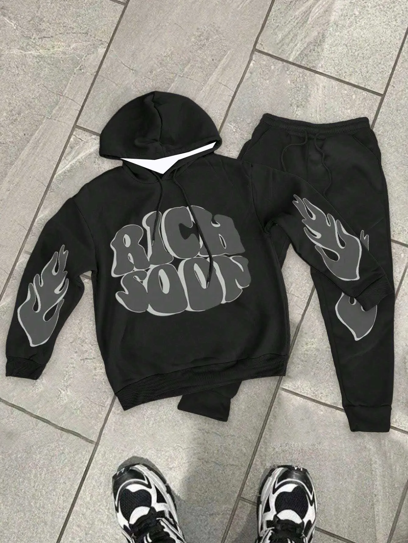 

2025-26, осенне-зимний новый мужской комплект Y2K, толстовка с капюшоном для взрослых, простой и большой спортивный комплект, модный и комплект из двух предметов для отдыха, бестселлер