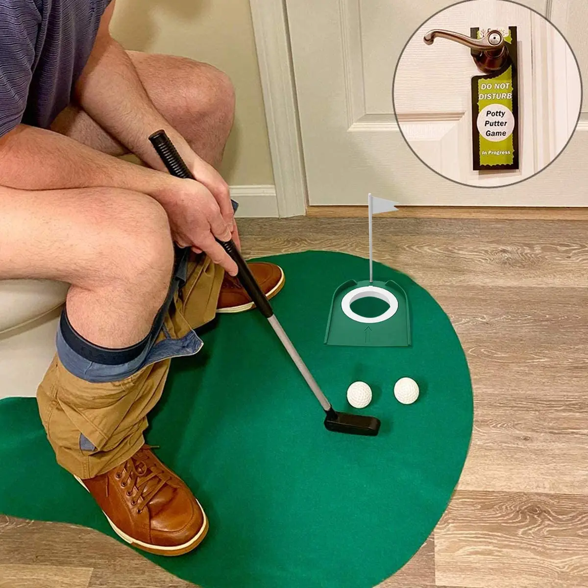 Entrenador de Putting de Golf para interiores con bandera de agujero, Putter verde, Ayuda de práctica, patio en casa, Ayuda de entrenamiento al aire