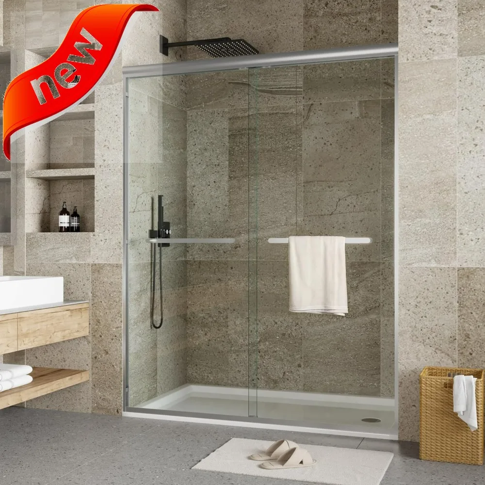 

Aluminum Framed Dual Sliding Shower Door Enclosure with 6mm Tempered Glass and Easy Clean Feature
