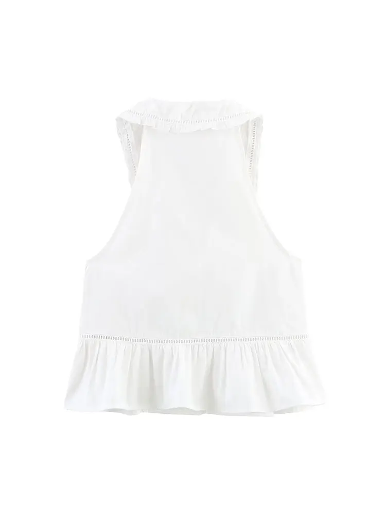 2025 ฤดูร้อนผู้หญิงVINTAGE Casual Chicเย็บปักถักร้อยเสื้อแขนกุดแฟชั่นHoliday Tops