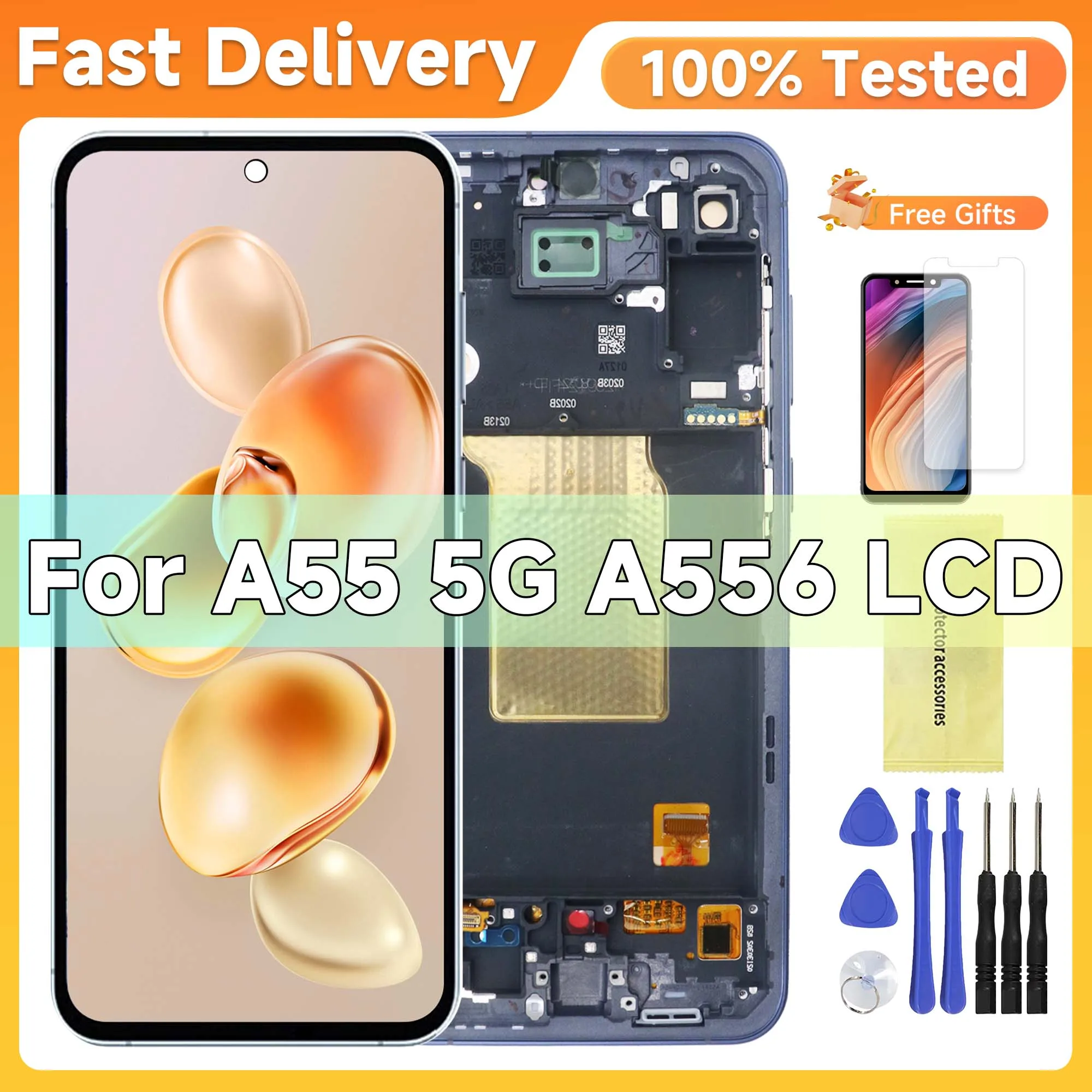 

6.6'' Super AMOLED For Samsung A55 5G LCD A556V A556E A5560 Display Touch Screen Digitizer For Samsung A556B LCD Frame