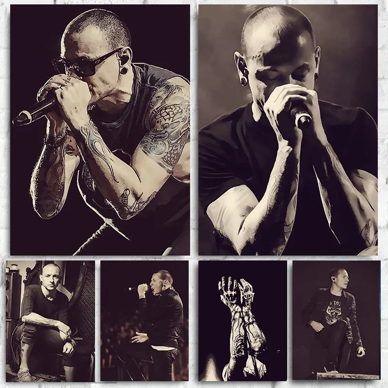 Leading Singer of An American Rock Band Poster Canvas Printing Singer Chester Bennington Picture Music Bar Wall Decor