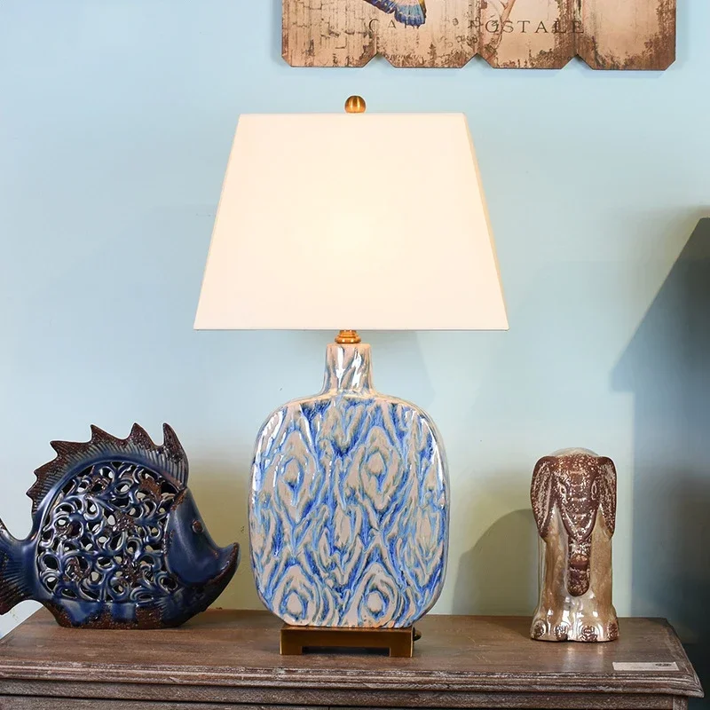 VIOLET American CeramicTable Lamp Retro Creativity Living Room Bedroom Study Hotel Engineering Designer Desk Lighter Desk Light