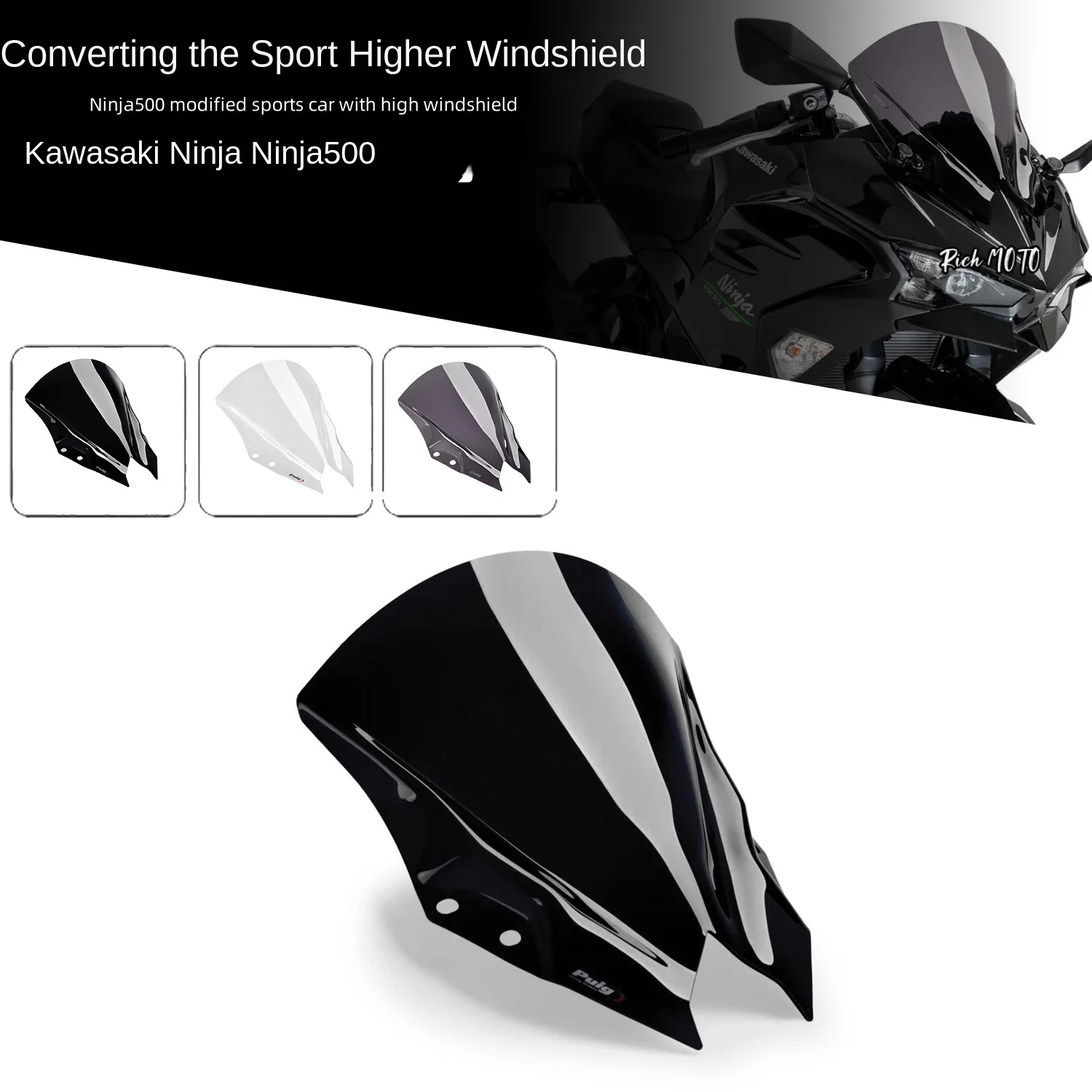 

For Kawasaki Ninja NINJA500 modified with high windshield for competitive racing track front windshield diffuser
