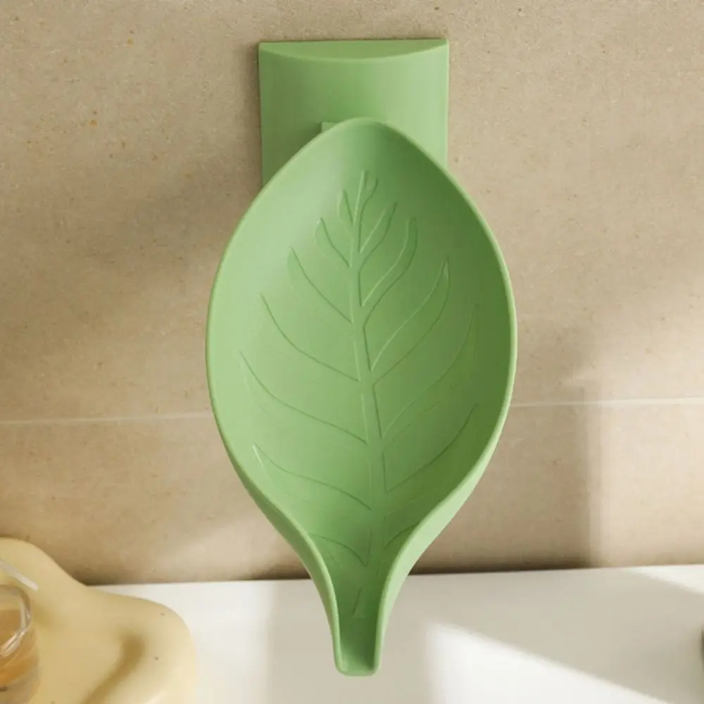 

3pcs Wall Mounted Leaf Shape Soap Box Rotatable Self Draining Water Bathroom Soap Holder PP Adjustable Soap Dish Laundry