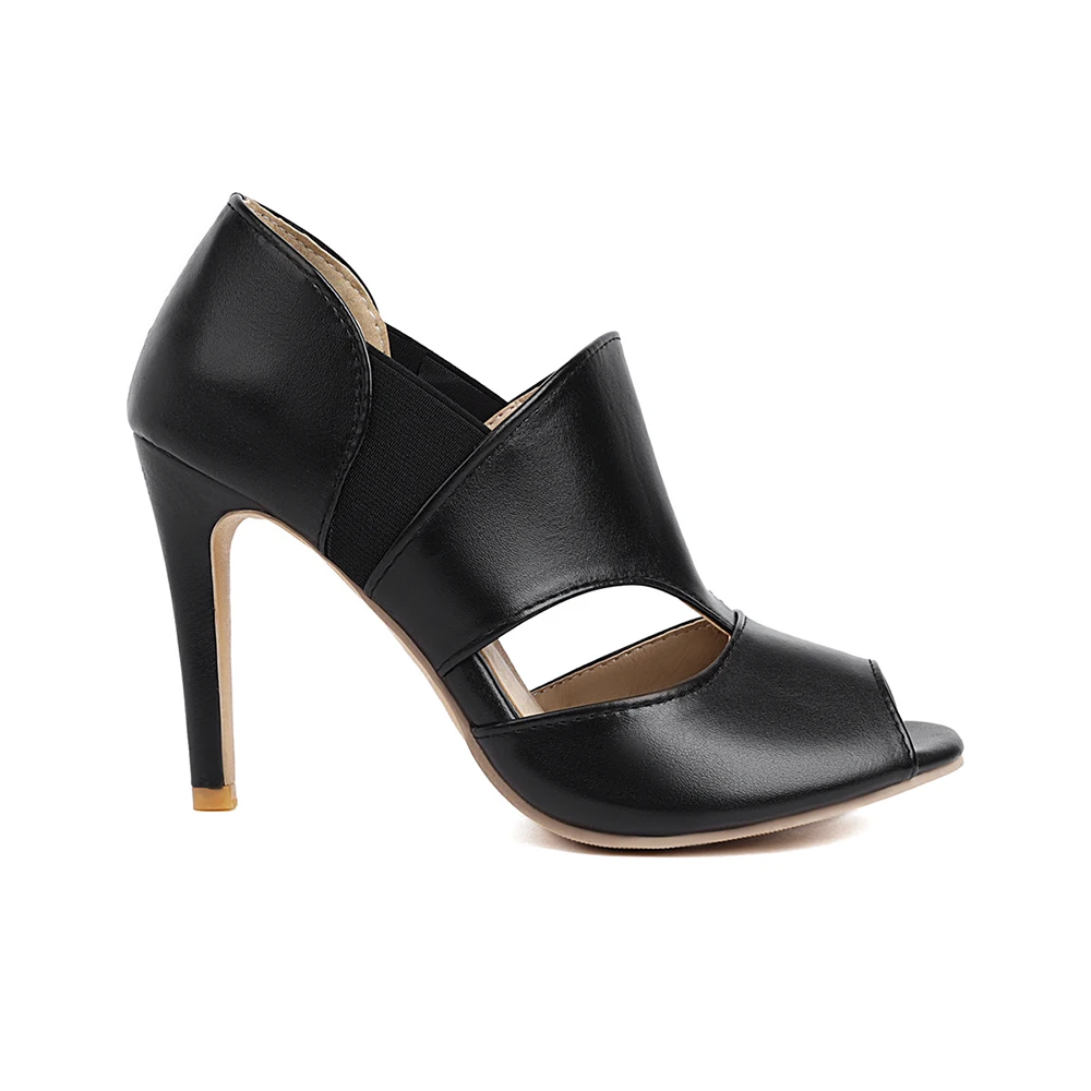  Summer Mature Brown Black Women Formal Sandals Slip on High Heels Office Lady Nude Shoes Plus Big Size 11 43 46 48 - view 4