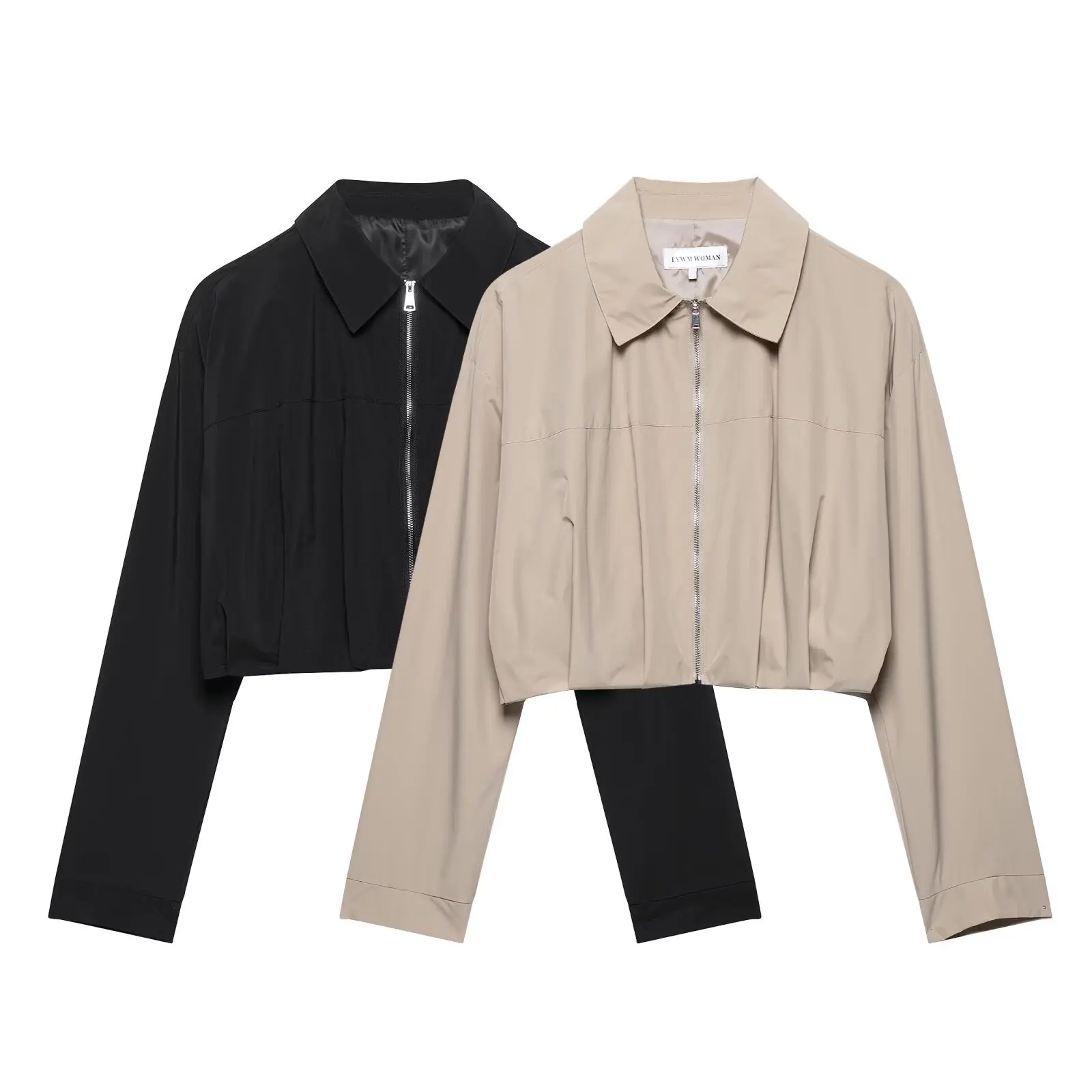 

Casual Chic Women's Bomber Jackets Turn-down Collar Zipper Short Zipper Coat New Fashion Spring Outwear Coat