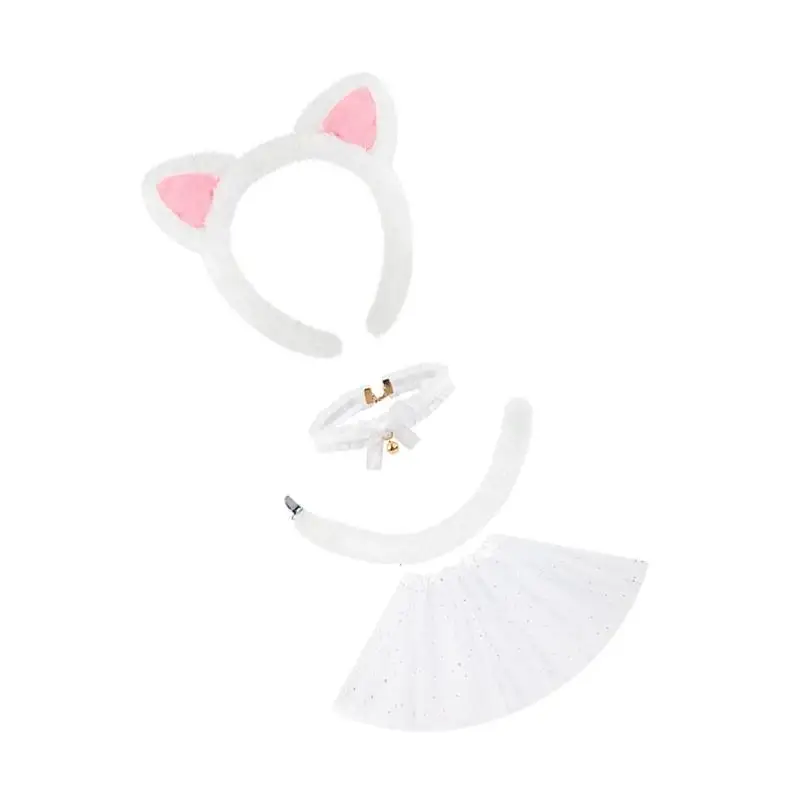 652F bandeaux oreilles chats, jupe Tutu pour Halloween, Costume Cosplay, décors fête