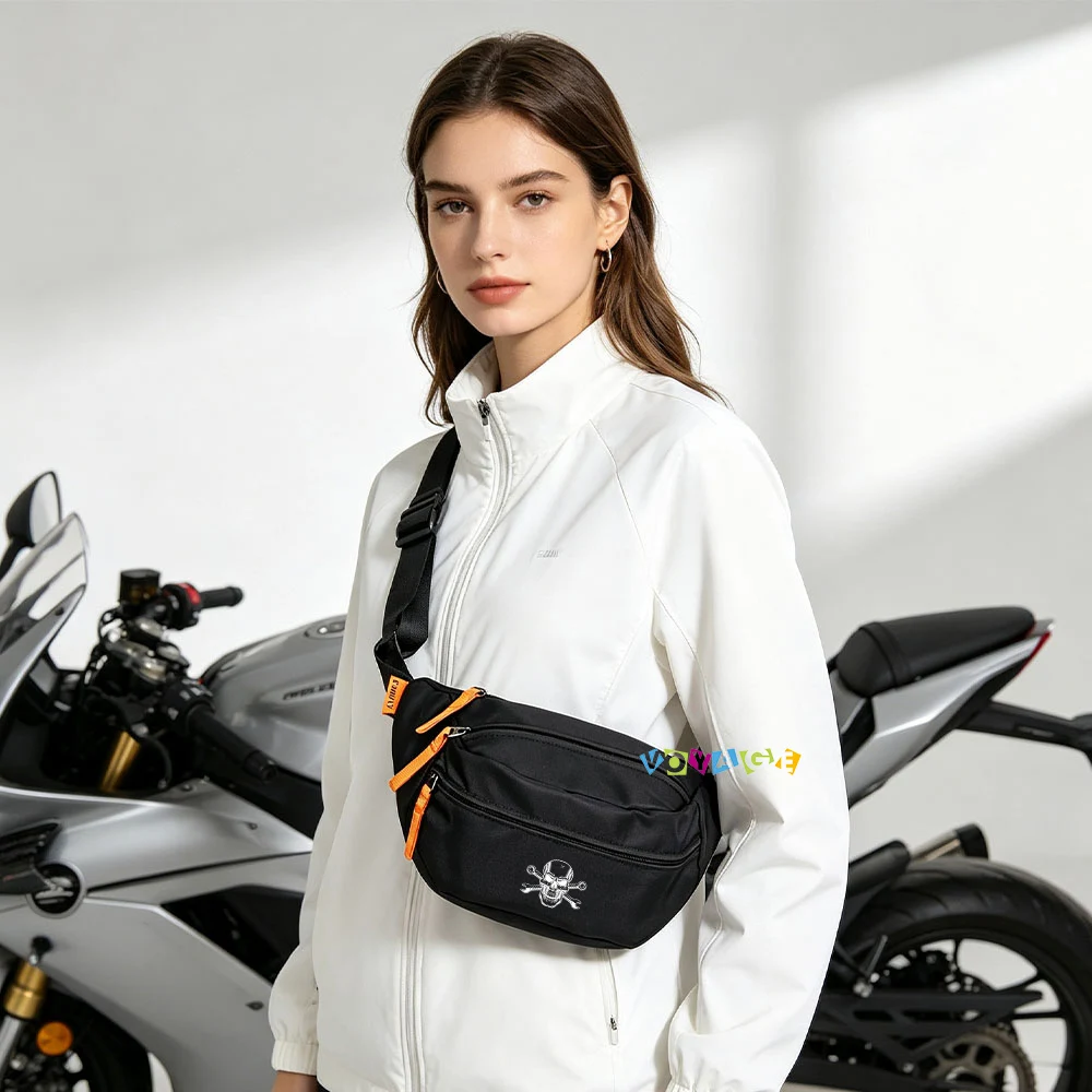 Multi‑Pocket Unisex Waist Bag Commuting Waterproof Storage Fanny Pack Cycling Bag Skull Style Motorcycle Accessories 2026
