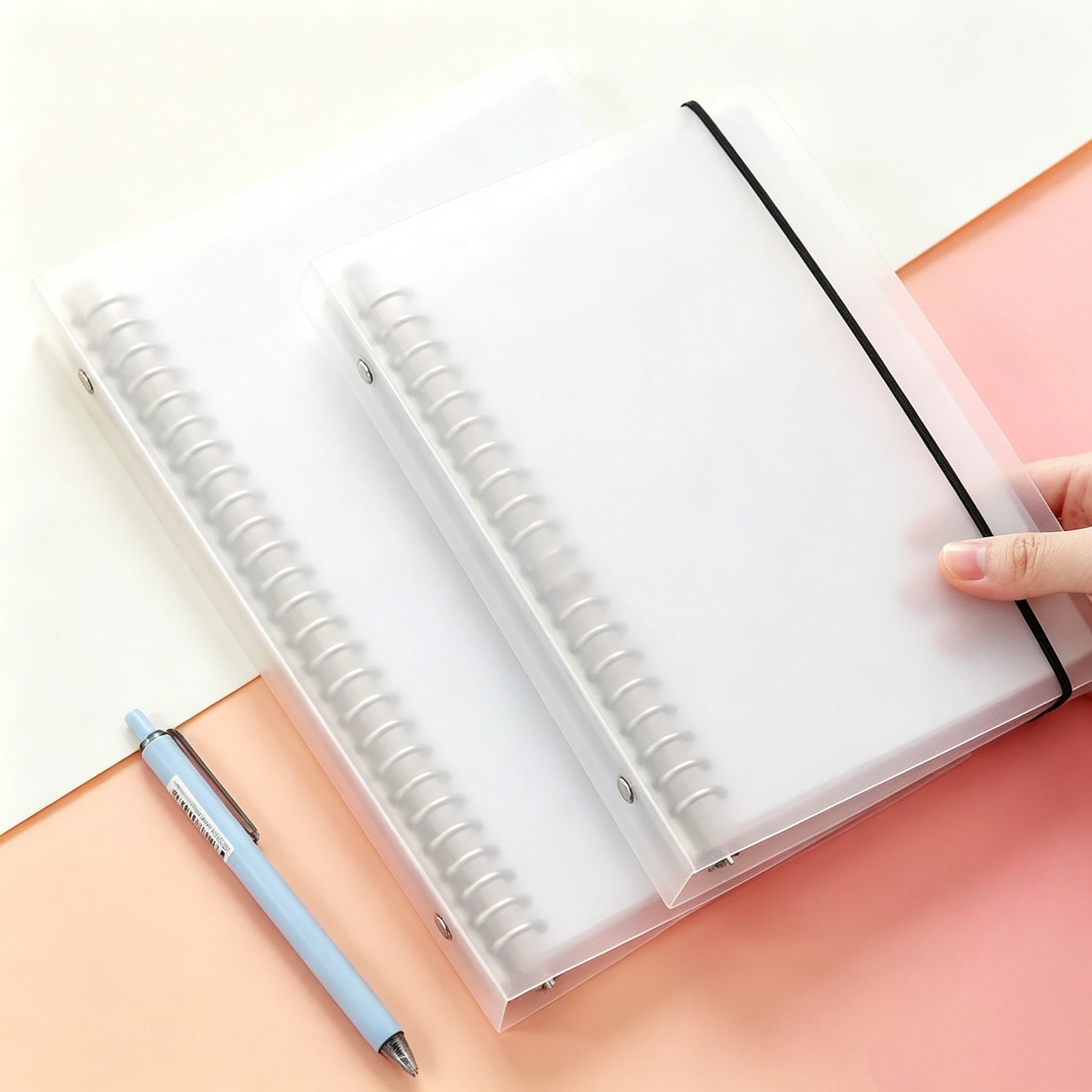 Transparent Matte Loose-leaf Notebook Cover A5 A6 B5 Binder Shell with Strap Thickened PP Removable Journal Planner Stationery