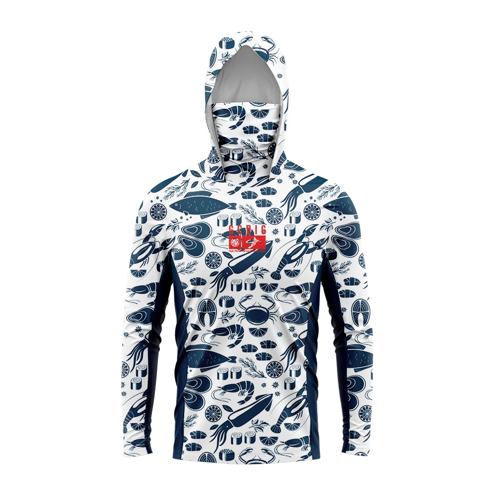 

GG Fishing T-Shirt Summer Long Sleeve Shirt Quick Dry Breathable Hooded Mask Fishing Clothes Anti-UV 50+ Jungle Fishing Shirts