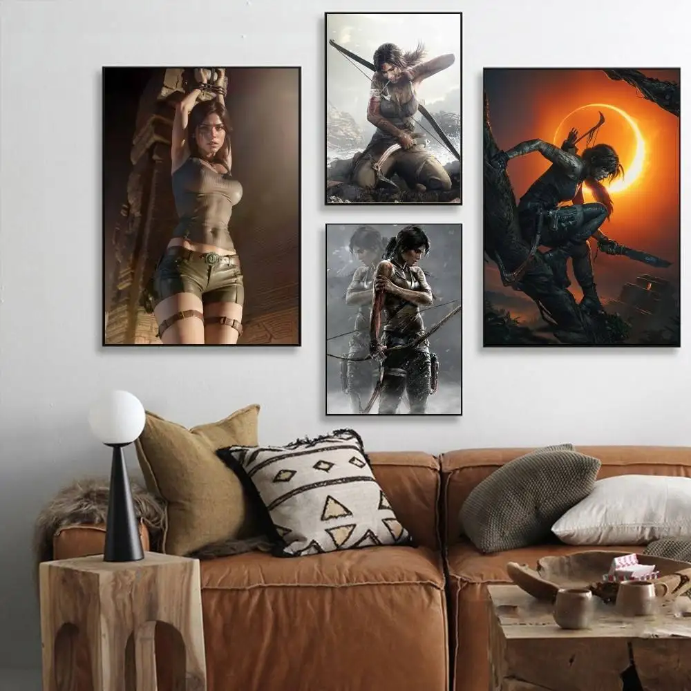 1 قطعة شخصيات اللعبة لارا كروفت ملصق ذاتية اللصق الفن مقاوم للماء ورقة ملصق مقهى بار غرفة جدار ديكور #3