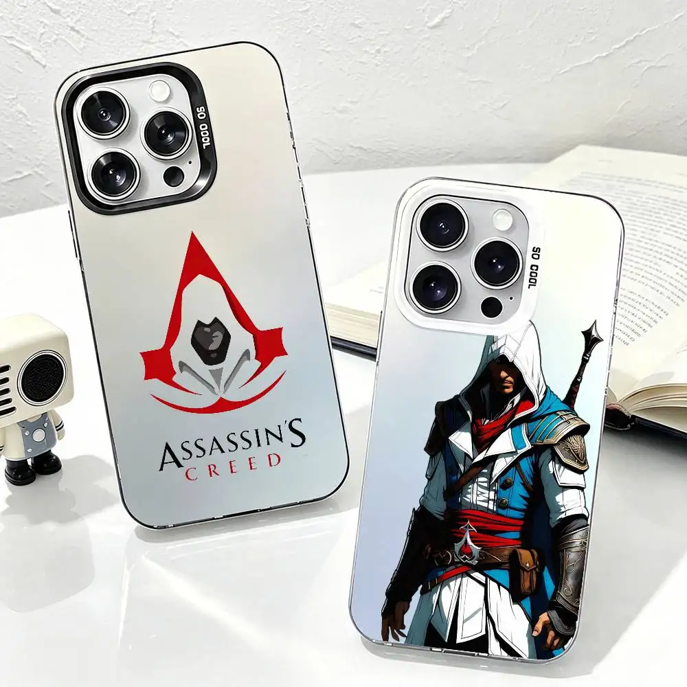 A-AssassinS G-Game Creed  Phone Case For iPhone 17,16,15,14,13,12,11 Plus,Pro Max,XS,Grey Colorful Plated Inside Cover