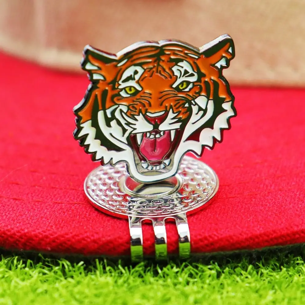 Tiger Golf Ball Marker Hat Clip Alloy Removable Magnetic Hat Clip Lightweight Portable Golf Ball Marker Golf Bags Caps