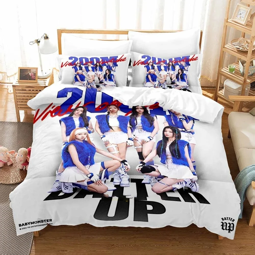 Kpop BABYMONSTER Set biancheria da letto copripiumino Set copripiumino federa piumino king Queen Size ragazzi Set biancheria da letto per adulti