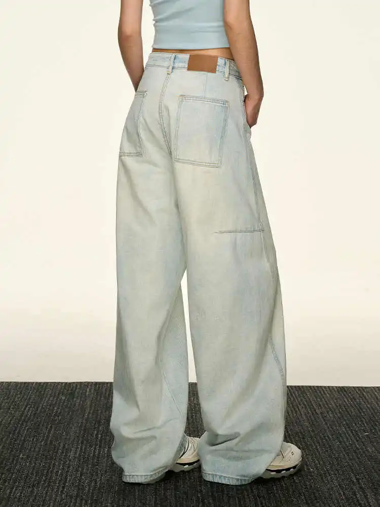 

Blue Women's Jeans Hip-hop Fashion Vintage Streetwear Y2K Wide Leg Straight Jean High Waist Trouser Classic Baggy Denim Pants