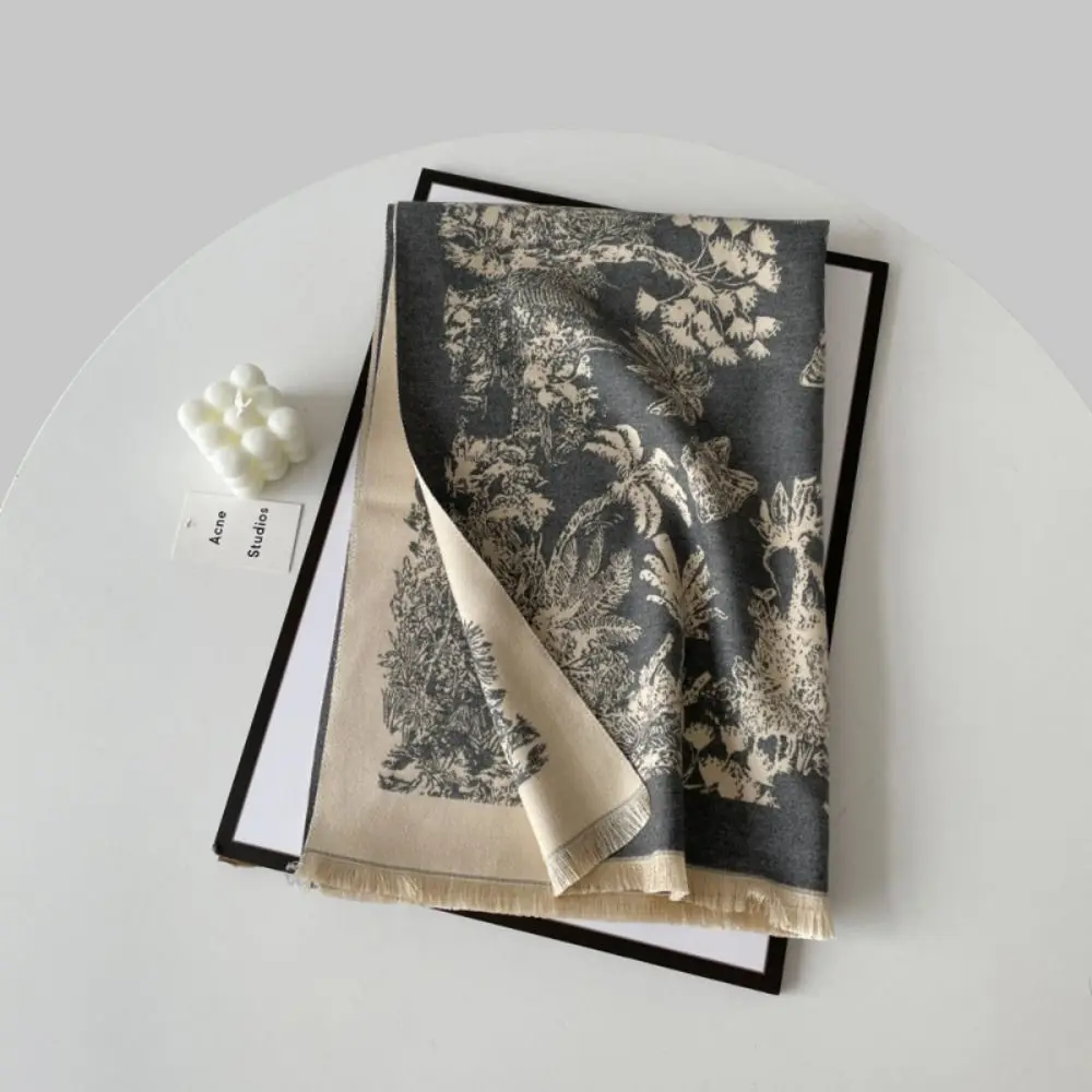 レトロプリントエスニックスタイルスカーフ大判ボヘミア風イミテーションカシミヤショール暖かいファッション冬タッセルスカーフ秋冬