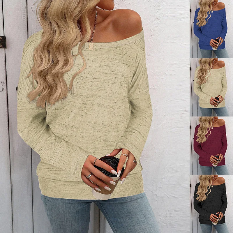 

Осень-зима, свободная пуловерная рубашка с разрезом на шее, повседневная женская одежда с длинными рукавами, уличная базовая блузка футболка женская