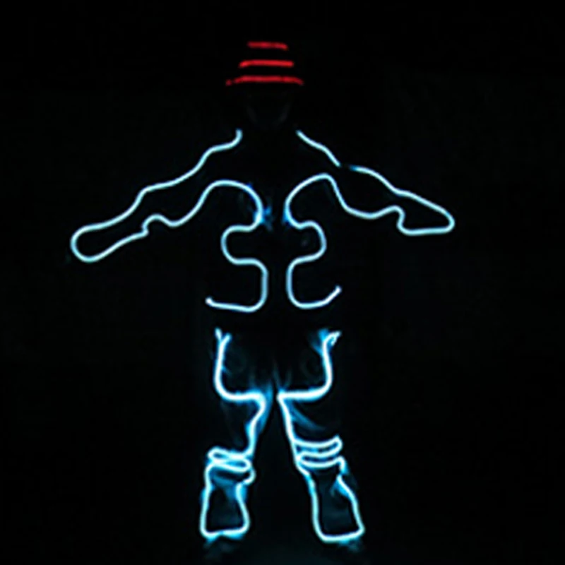 Luminous Electronic Dance Performance Costumes EL Wire Light Up Clothing Stage Outfit DIY Product Fashion Glowing Neon Wear