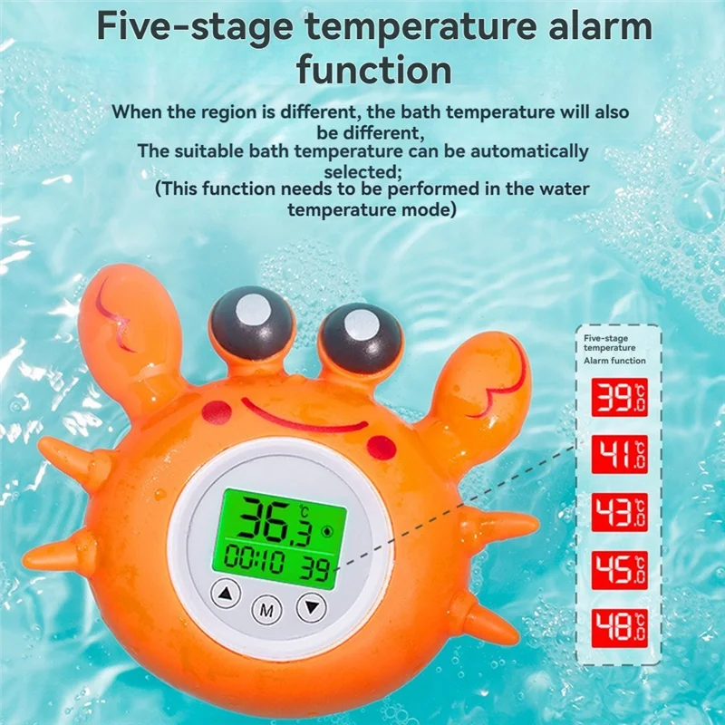 ABKN-Kinder-Badethermometer mit Raumtemperatur, dreifarbiges Display mit Hintergrundbeleuchtung, Fahrenheit und Celsius, sicheres schwimmendes Badespielzeug