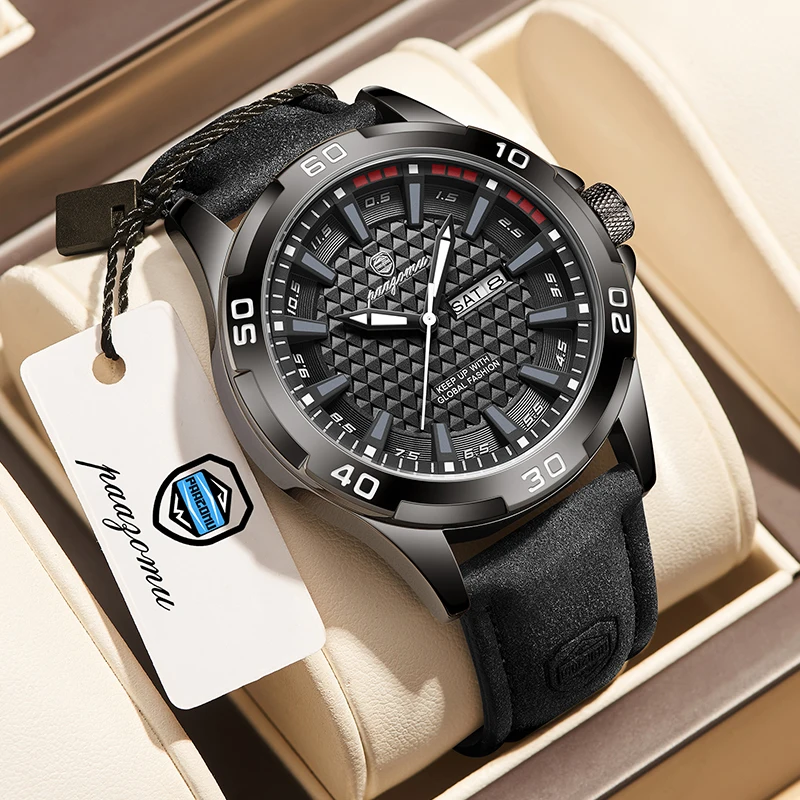PAAZOMU – montre à Quartz pour hommes, marque supérieure, rétro, mode, bracelet en cuir, étanche, lumineuse, cadeau de haute qualité pour lui, Reloj