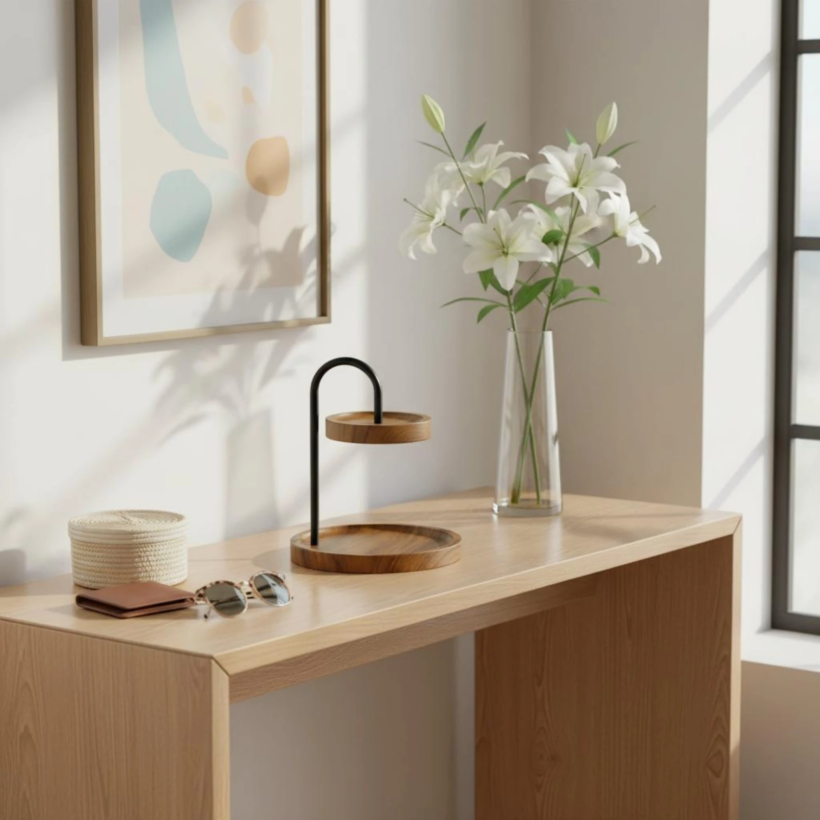 two-tier-tabletop-rack-wood-grain-finish-round-storage-rack-tiered-shelf-stand-double-layer-display-riser-sturdy-construction