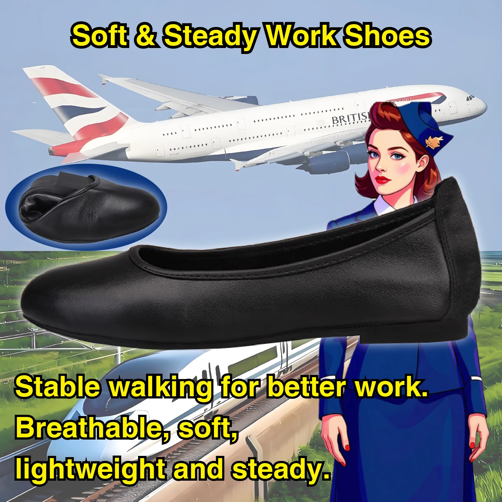 

Healthy comfortable breathable soft lightweight and stable flat-heel genuine leather shoes suitable for commuting work shopping