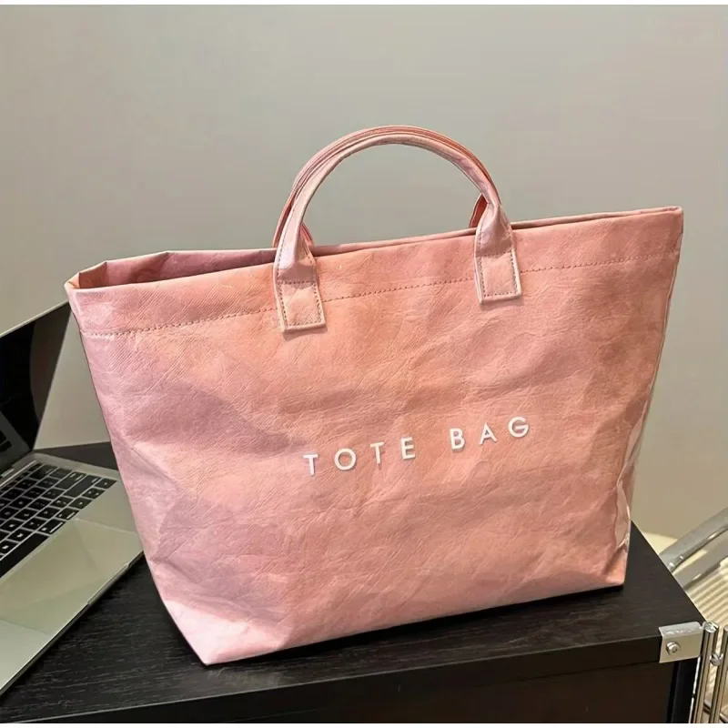 Dupont Letter Design PVC-Einkaufstasche, vielseitige bunte Handtasche, minimalistische, langlebige Einkaufstasche, große Kapazität, Reisetasche für Damen – Detail 19