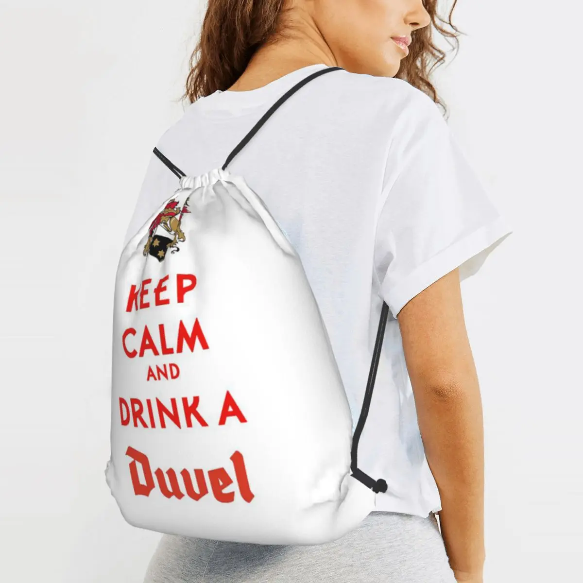 Custom Duvels Logo Backpacks Fashion Drawstring Bags Sports Bag Book Bags for Man Woman School