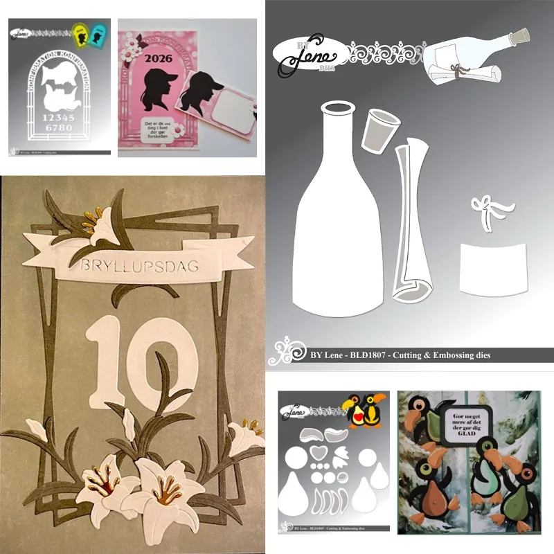 مربع الطوقان الطيور رسالة في زجاجة الحب إطارات المعادن قطع يموت سجل القصاصات Stencil النقش قالب DIY بها بنفسك بطاقات المعايدة #1