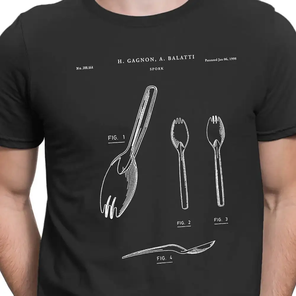 Spork Patent Print Art 1998 T Shirt Innovation Cutlery Kitchen Pt417